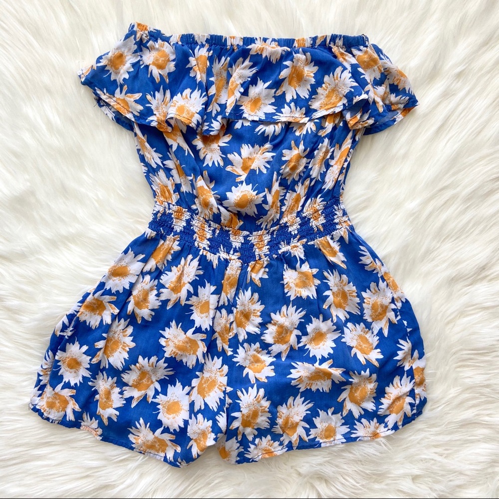 MINE - Strapless floral print romper
